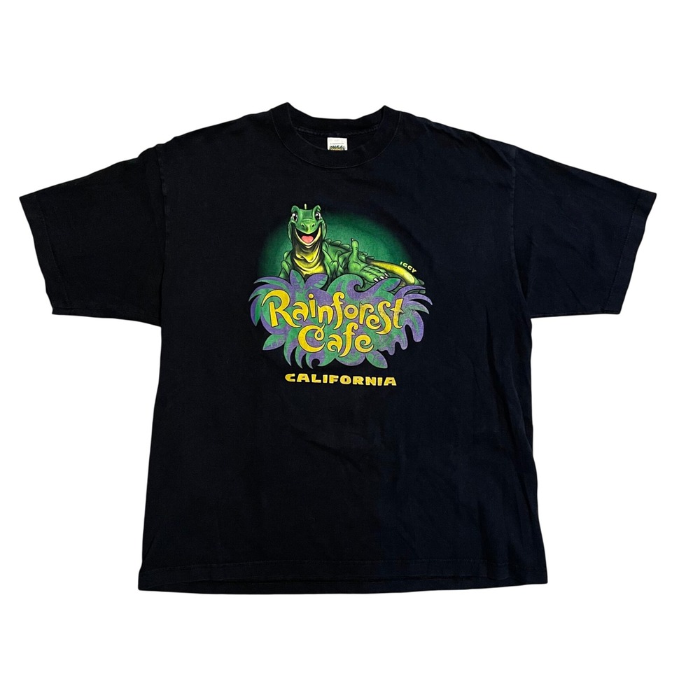 Rainforest Cafe California Iggy Iguana Vintage‎ T-Shirt Mens XXL Black USA Made